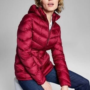 Duck Down Packable Puffer Oudoor Winter Jacket Charter Club Women's Size Lg